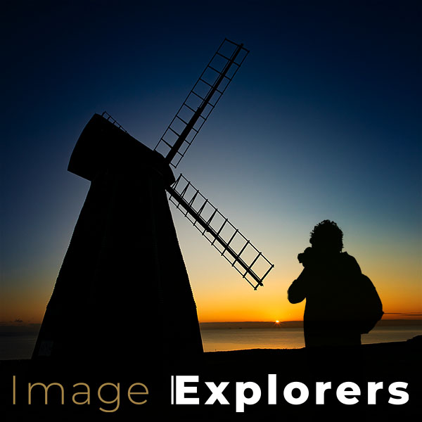 settings for silhouettes of sunsets showing photographer and windmill