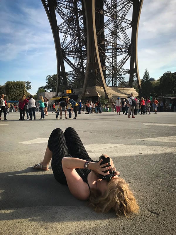 Ally photographing up the tower