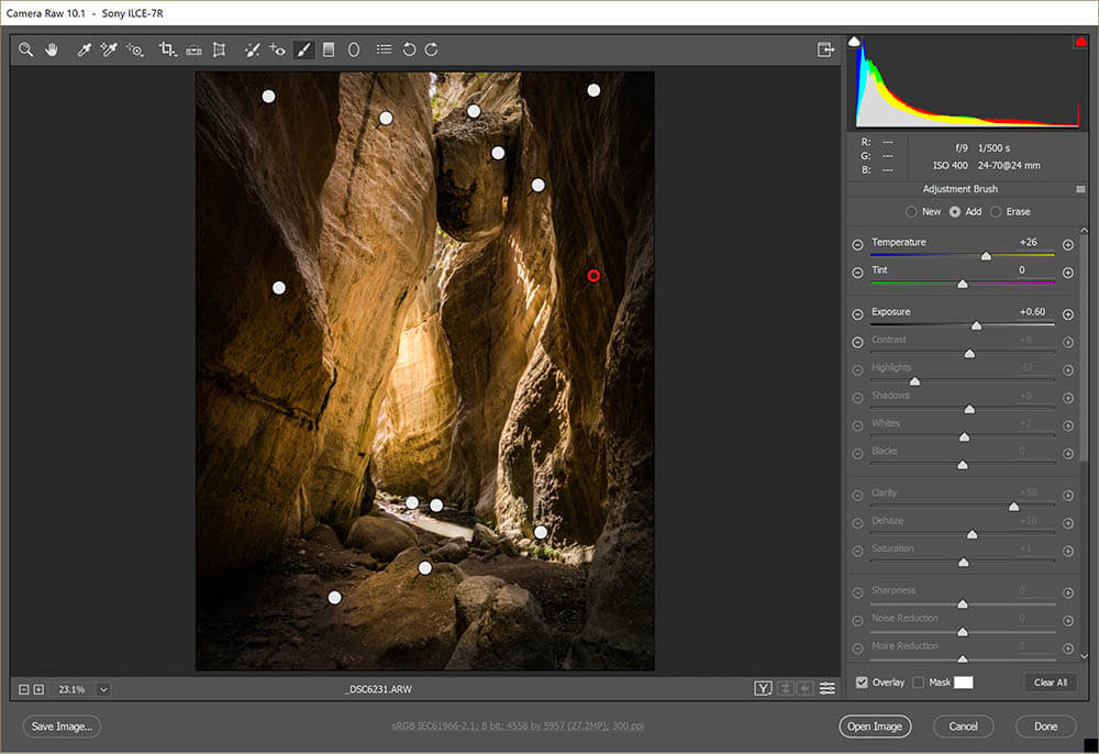 area adjustments in raw