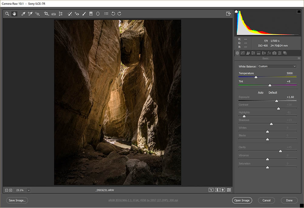 basic corrections in raw