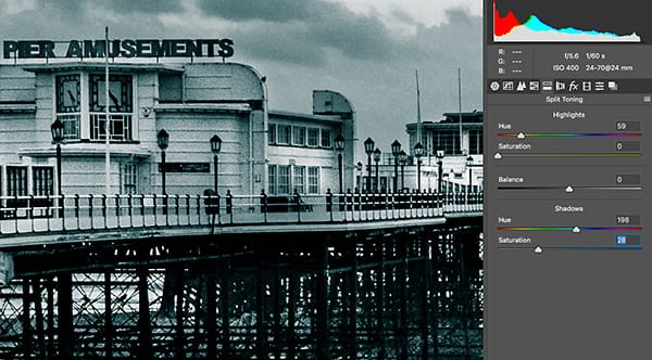 Blue shadows for a Cyanotype vintage photo feel