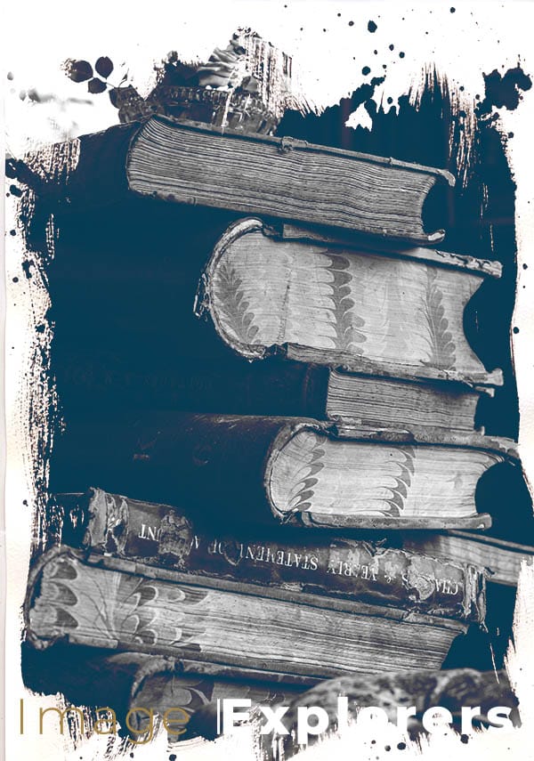 Original books after old vintage photo treatment