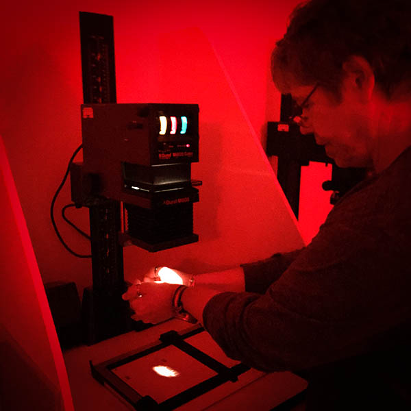 Burning-in the print using my hands under the enlarger.