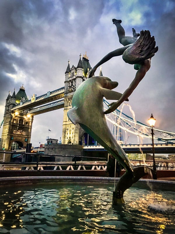 doplhin at tower bridge on phone camera