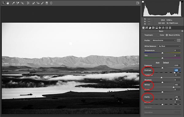 increase contrast in Raw