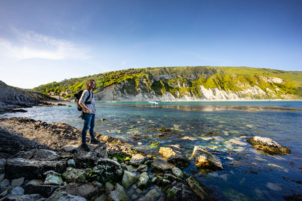 Jethro looking out to lulworth cove looking for a good viewpoint for us