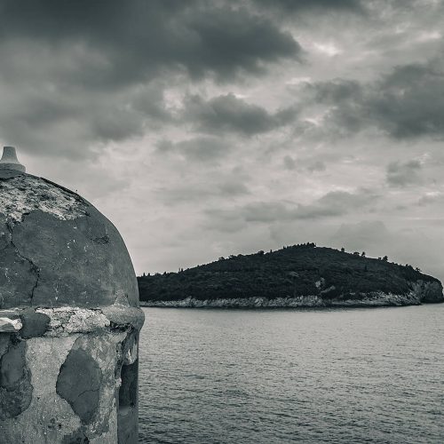 Lokrum Island from Dubrovnik wall look out post