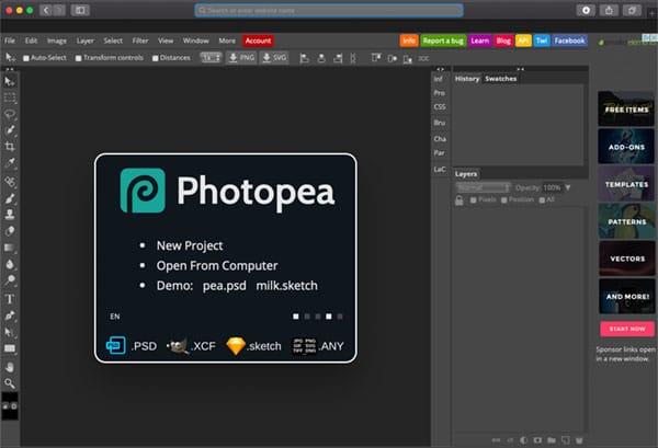 photopea interface