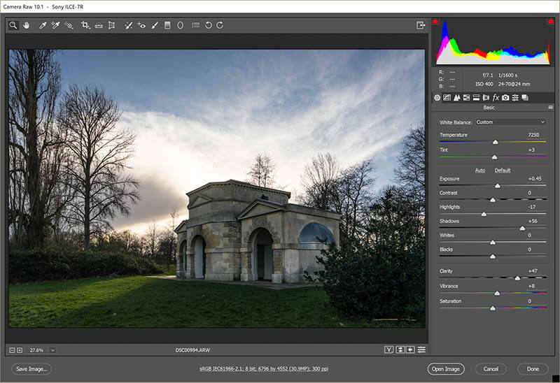 Set up basic lightness and colour balance