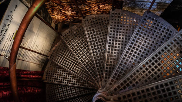 Photograph a secret place - Spiral staircase Scooter Caffe London waterloo