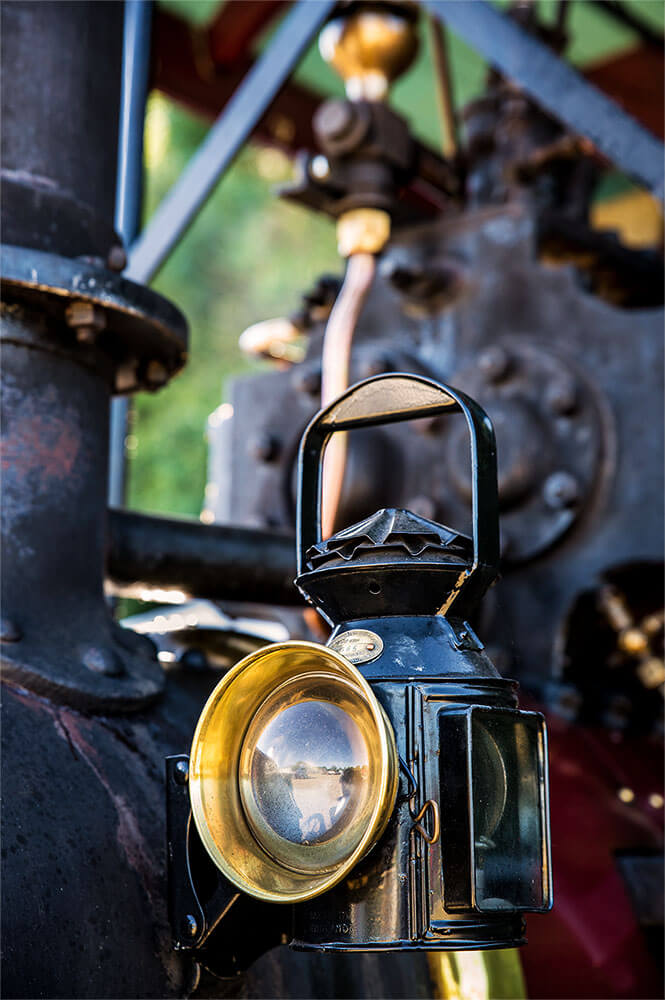 Steam Rally traction engine close up of lamp