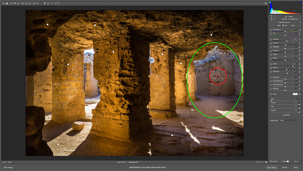Tombs of Kings before and after adjustment brush