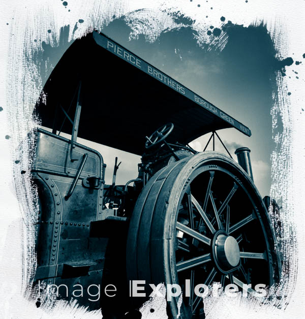 Traction Engine wheel Cyanotype Photo
