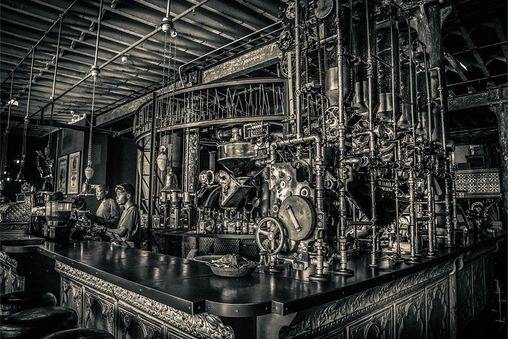 Truth steam punk design with original fittings at the best coffee shop