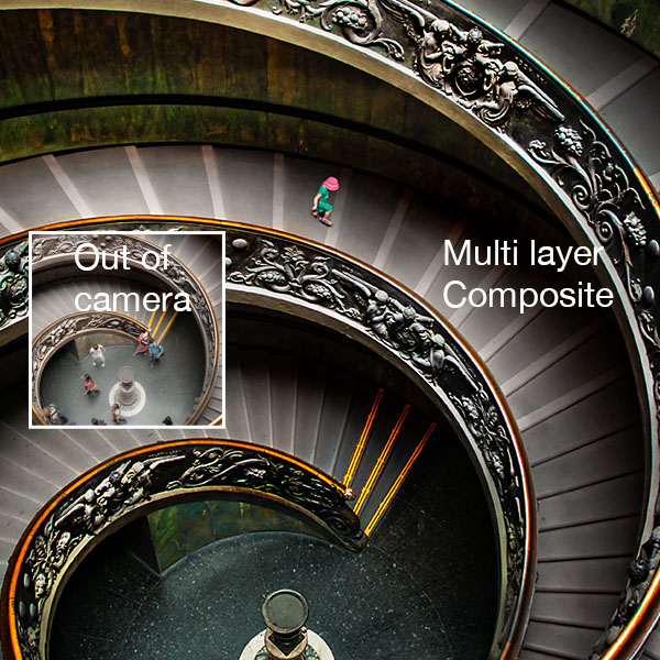 vatican staircase before after