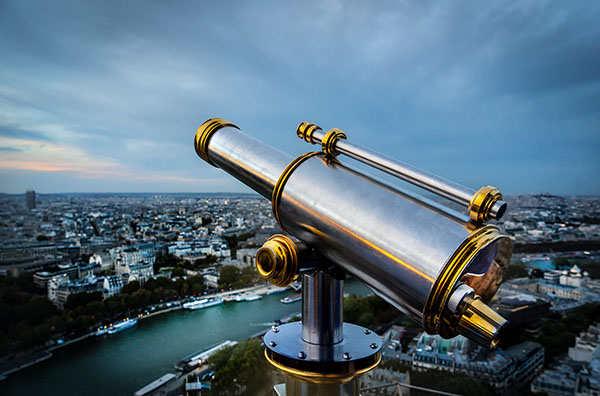 View of paris from Eiffel tower telescope
