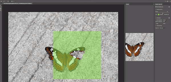 Content Aware Fill with preview on right