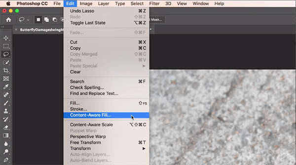 New Content Aware Fill tool from menu